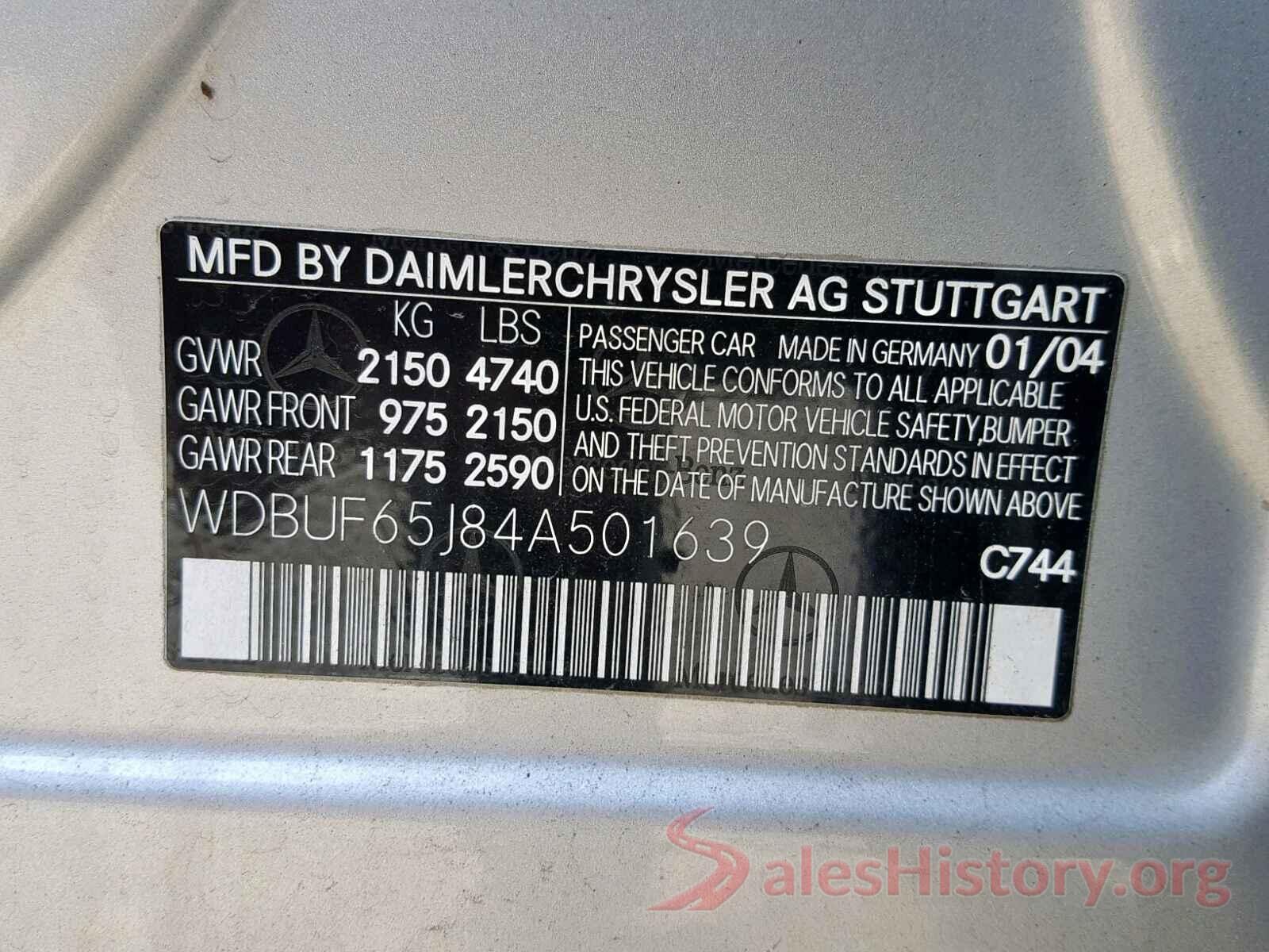 WDBUF65J84A501639 2004 MERCEDES-BENZ E CLASS