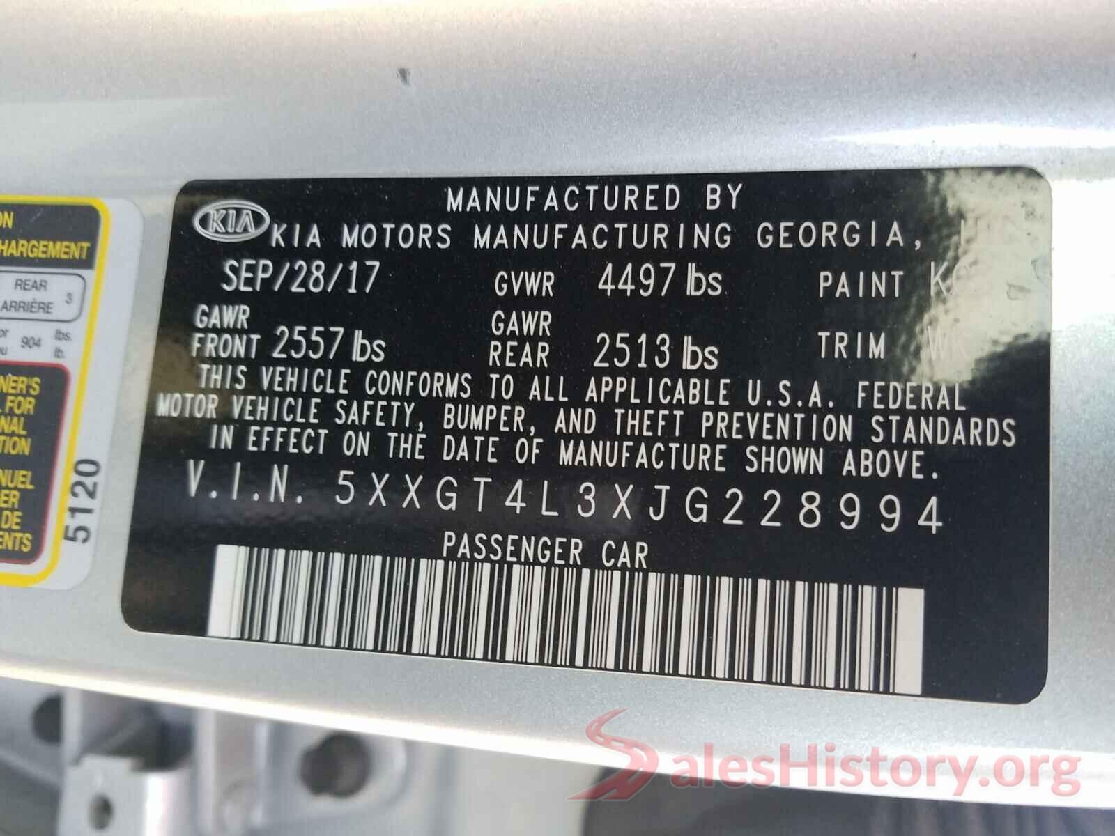 5XXGT4L3XJG228994 2018 KIA OPTIMA