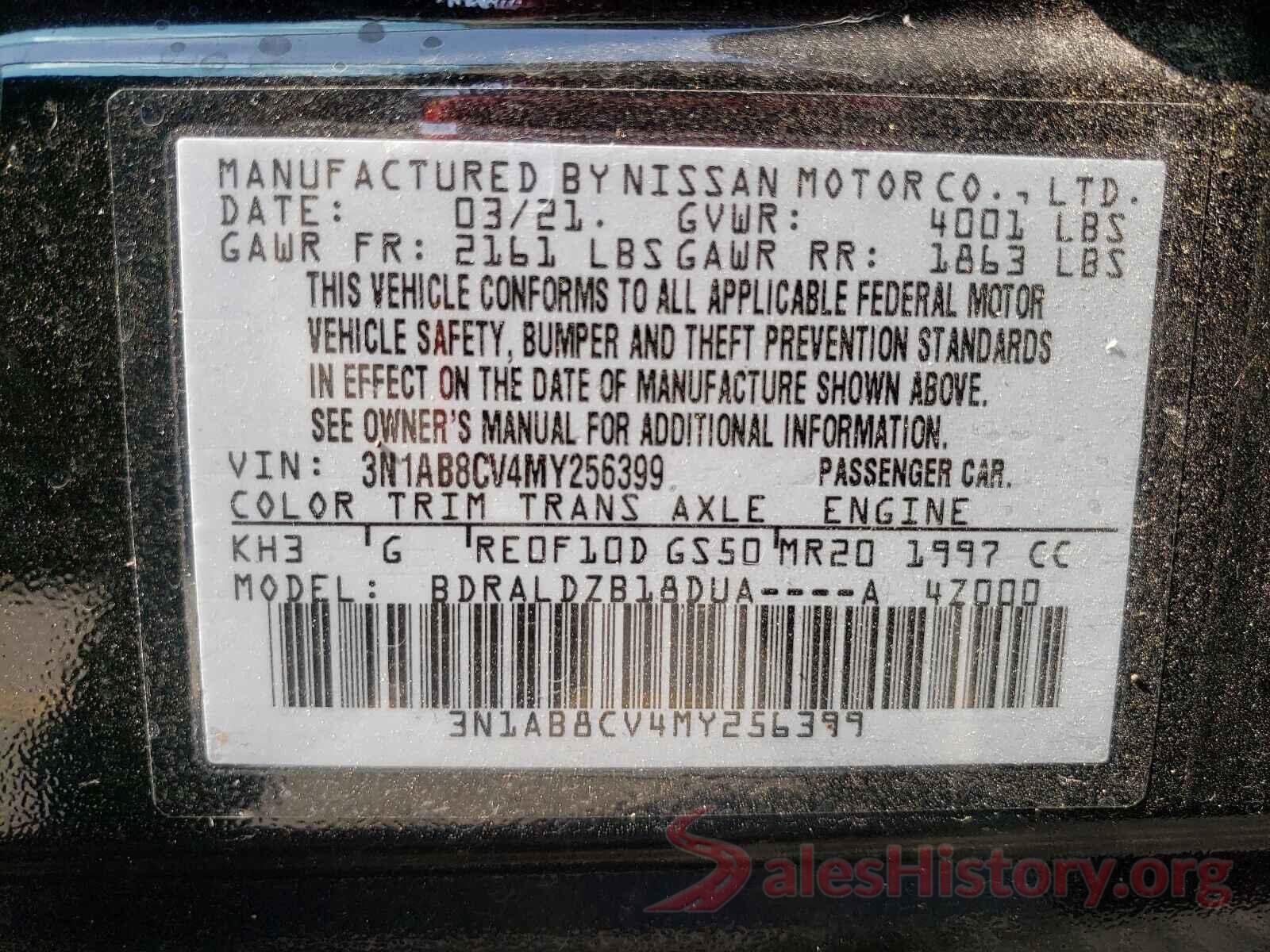 3N1AB8CV4MY256399 2021 NISSAN SENTRA