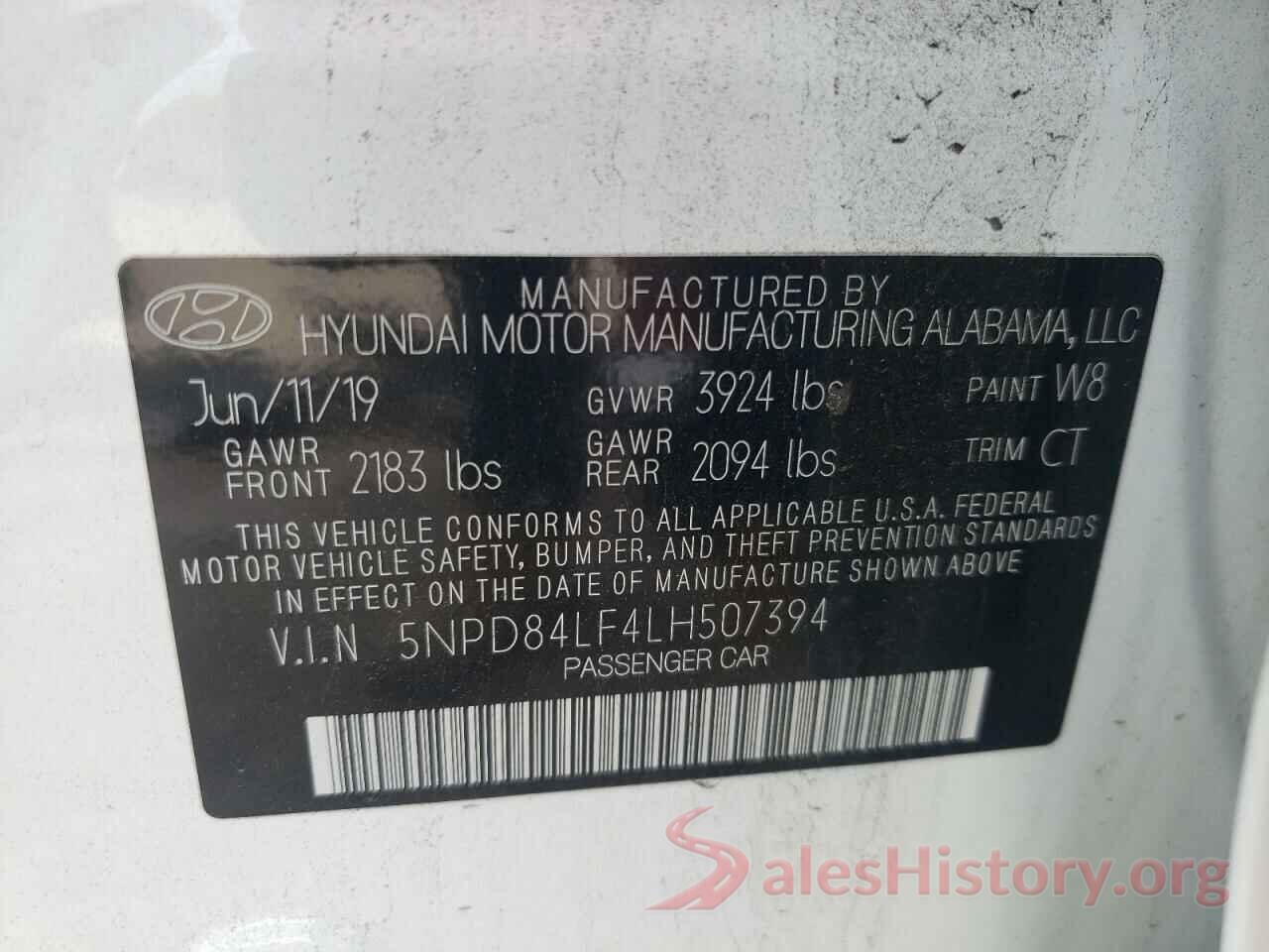 5NPD84LF4LH507394 2020 HYUNDAI ELANTRA