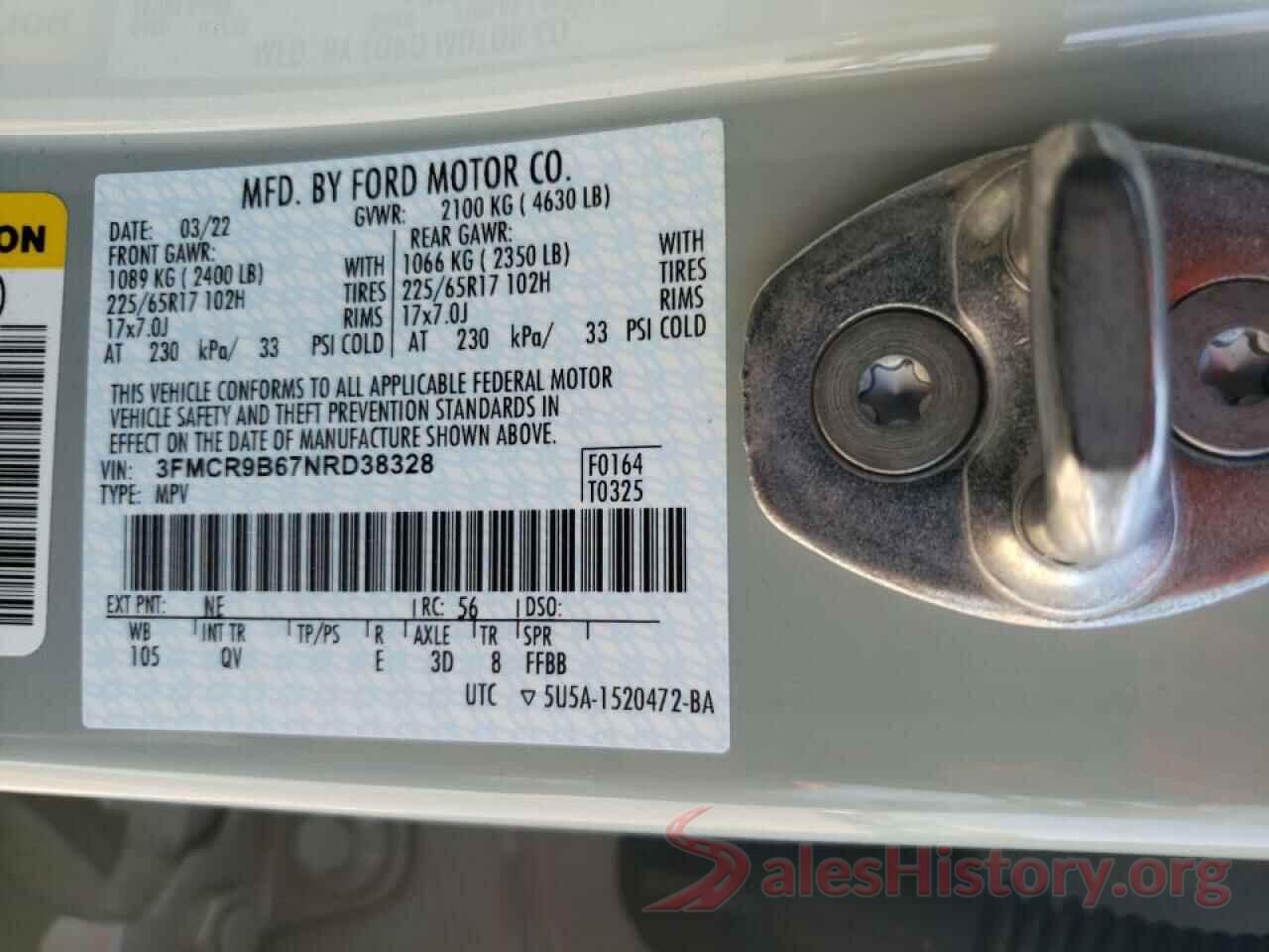 3FMCR9B67NRD38328 2022 FORD BRONCO