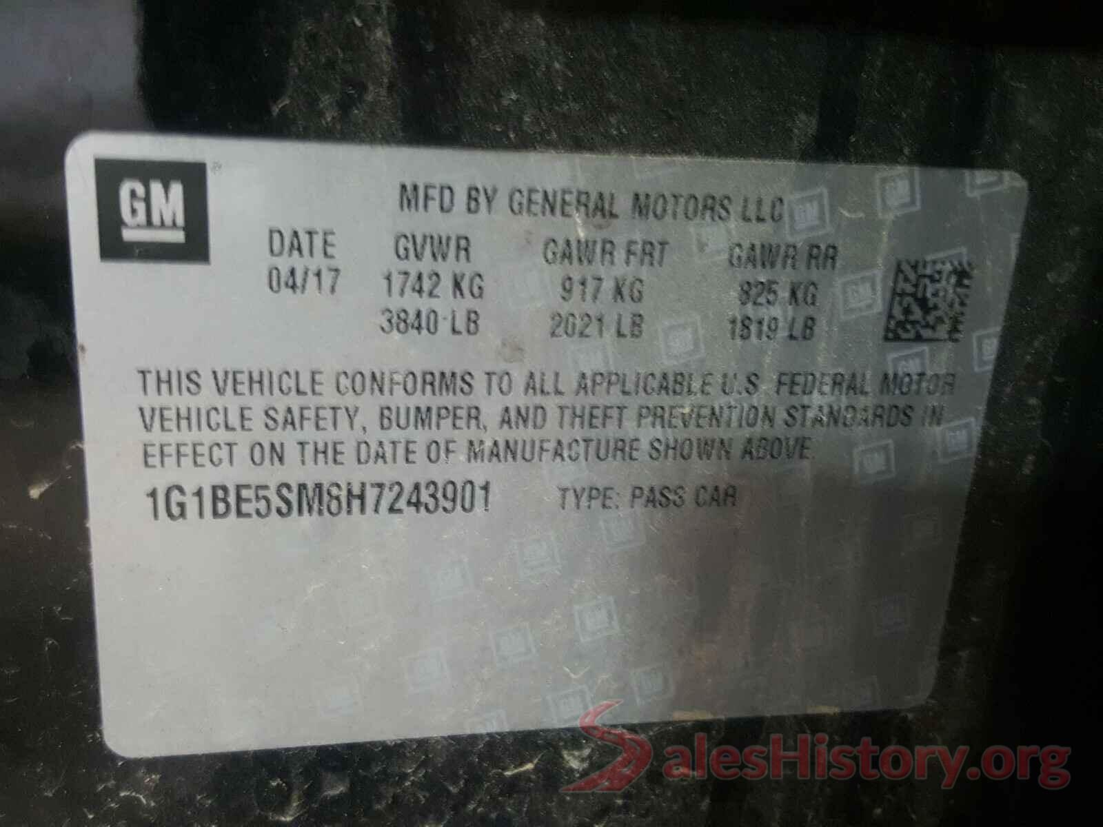 1G1BE5SM8H7243901 2017 CHEVROLET CRUZE