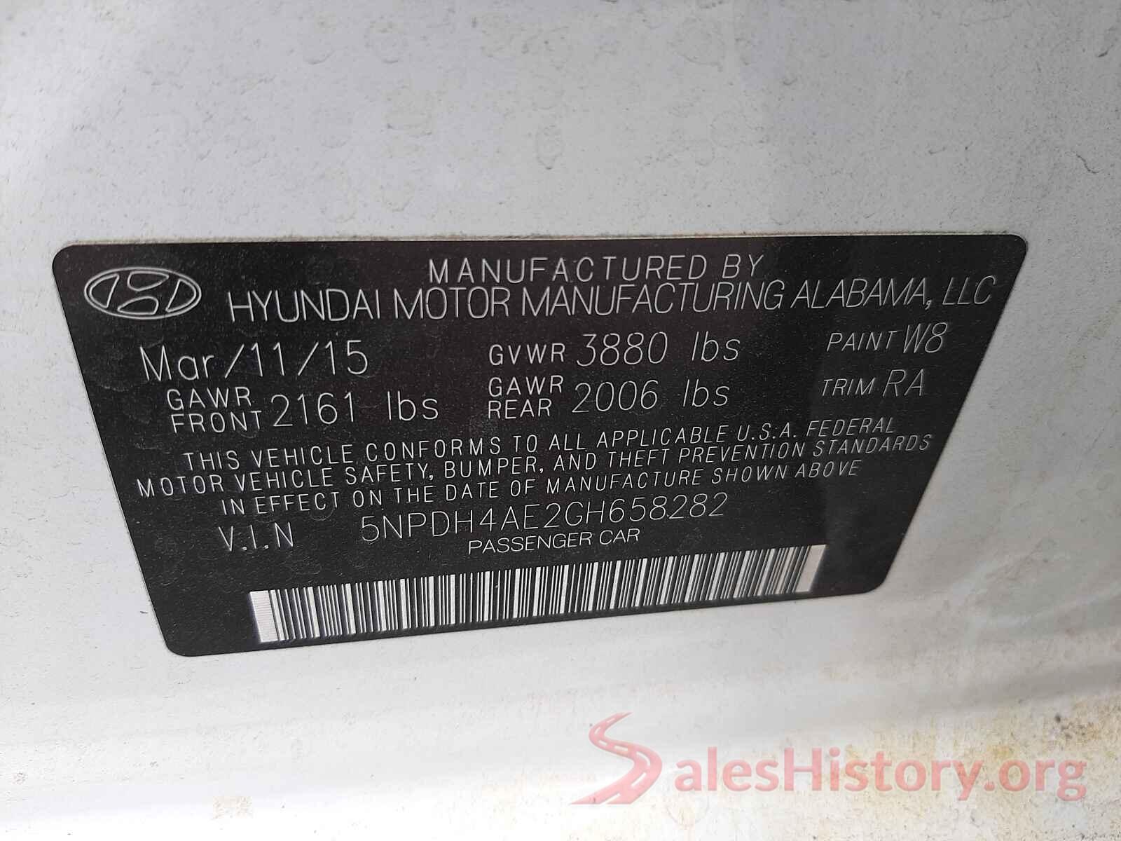 5NPDH4AE2GH658282 2016 HYUNDAI ELANTRA