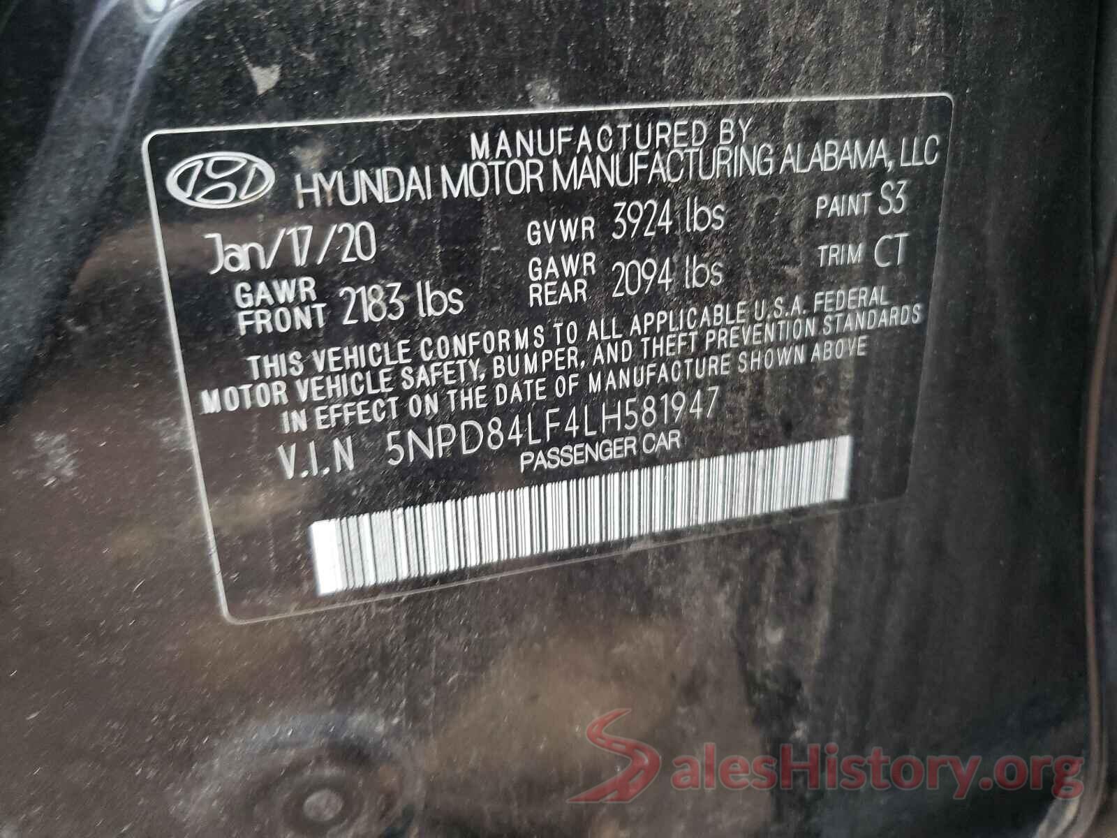 5NPD84LF4LH581947 2020 HYUNDAI ELANTRA