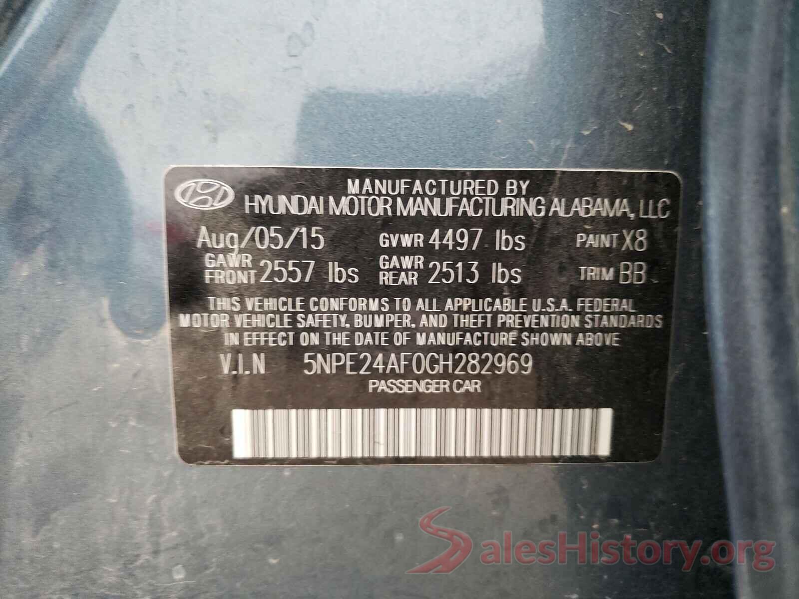 5NPE24AF0GH282969 2016 HYUNDAI SONATA