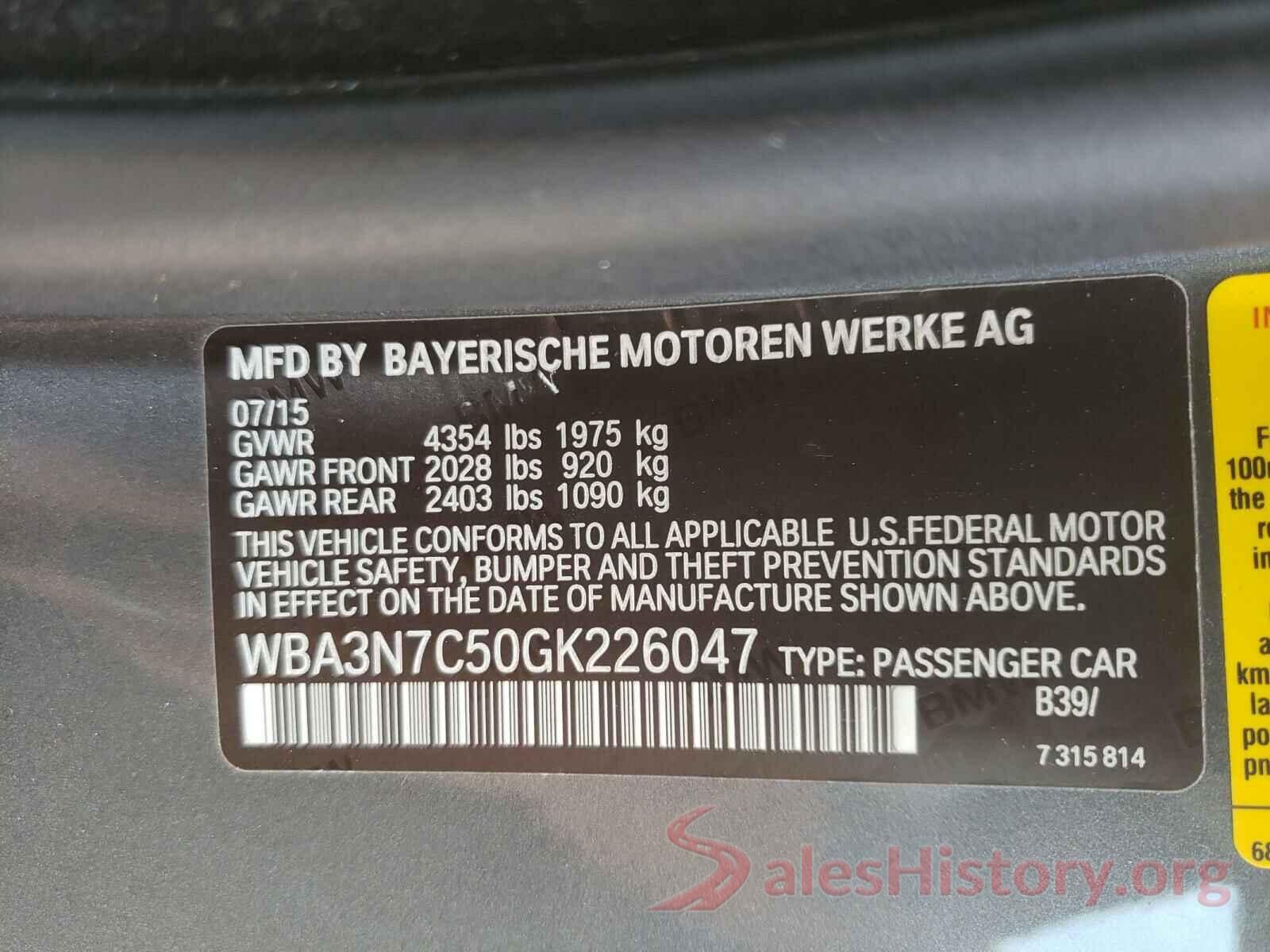 WBA3N7C50GK226047 2016 BMW 4 SERIES