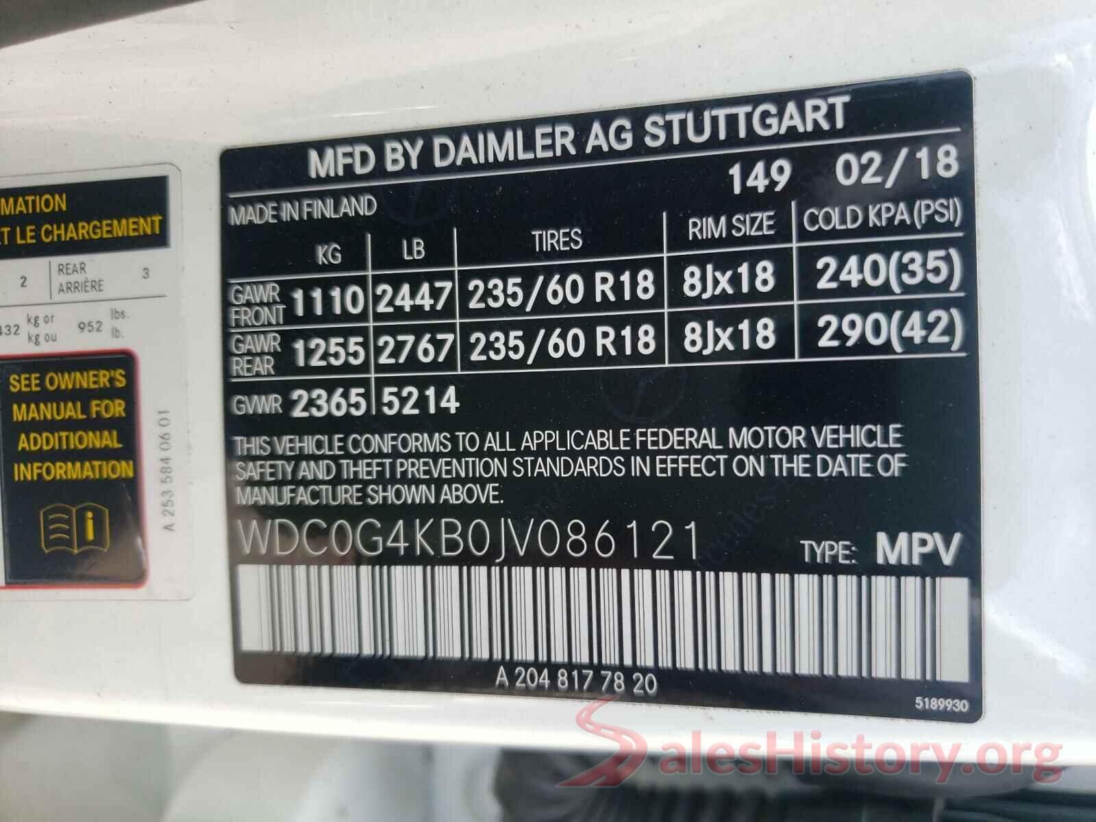 WDC0G4KB0JV086121 2018 MERCEDES-BENZ GLC-CLASS