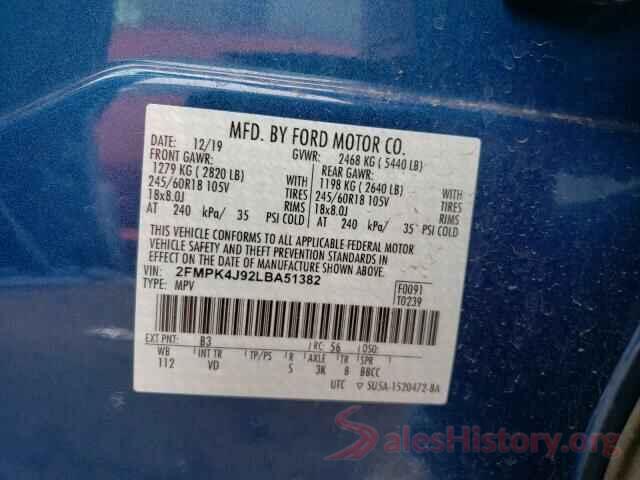 2FMPK4J92LBA51382 2020 FORD EDGE