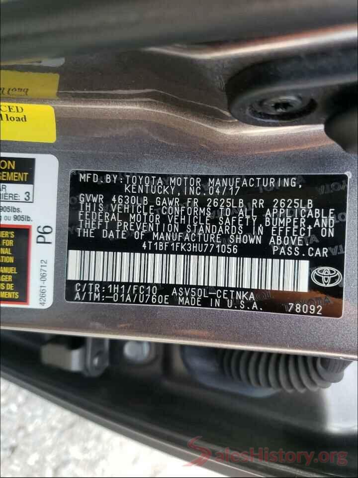 4T1BF1FK3HU771056 2017 TOYOTA CAMRY