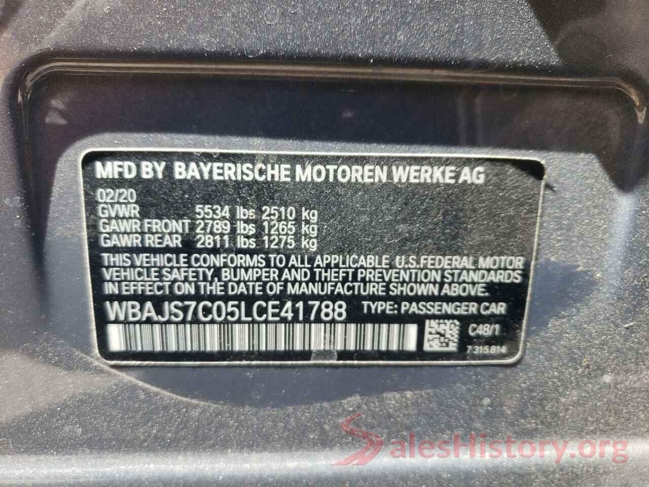 WBAJS7C05LCE41788 2020 BMW M5