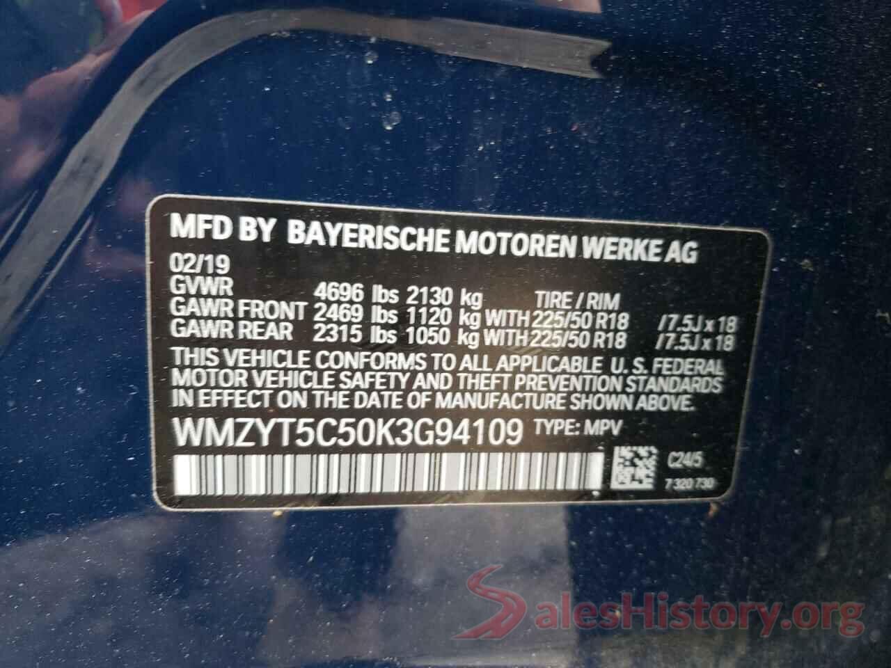 WMZYT5C50K3G94109 2019 MINI COOPER