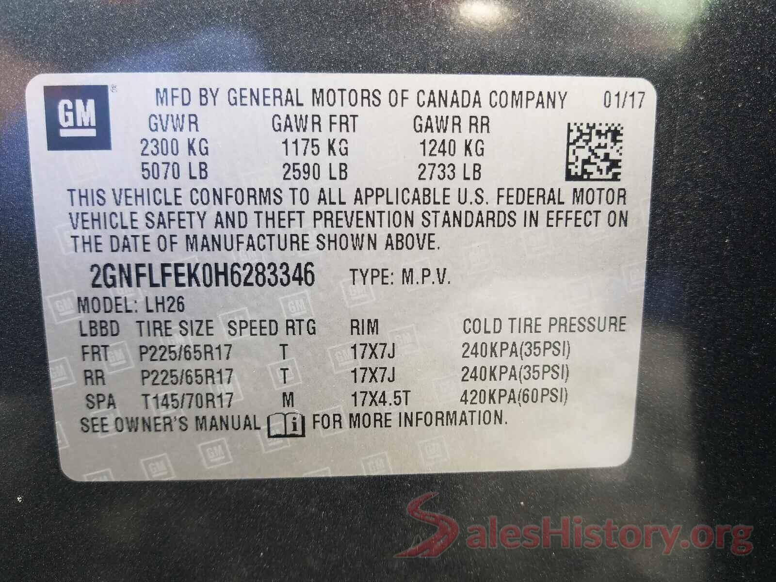 2GNFLFEK0H6283346 2017 CHEVROLET EQUINOX