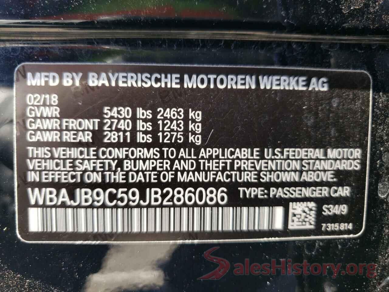 WBAJB9C59JB286086 2018 BMW M5