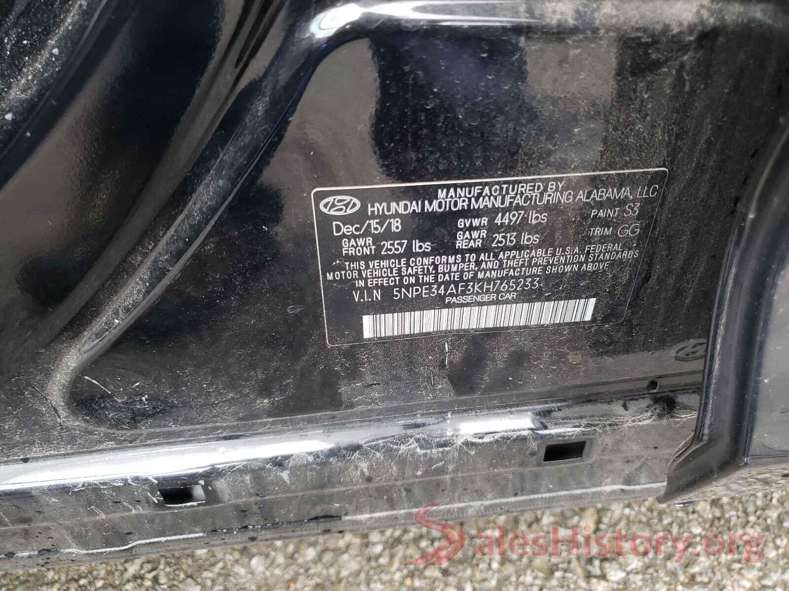 5NPE34AF3KH765233 2019 HYUNDAI SONATA