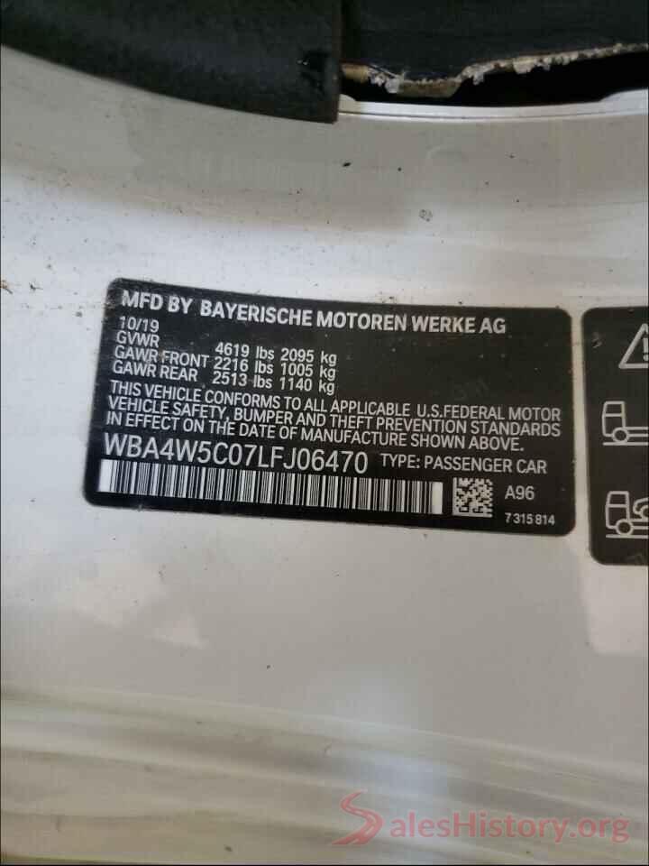 WBA4W5C07LFJ06470 2020 BMW 4 SERIES