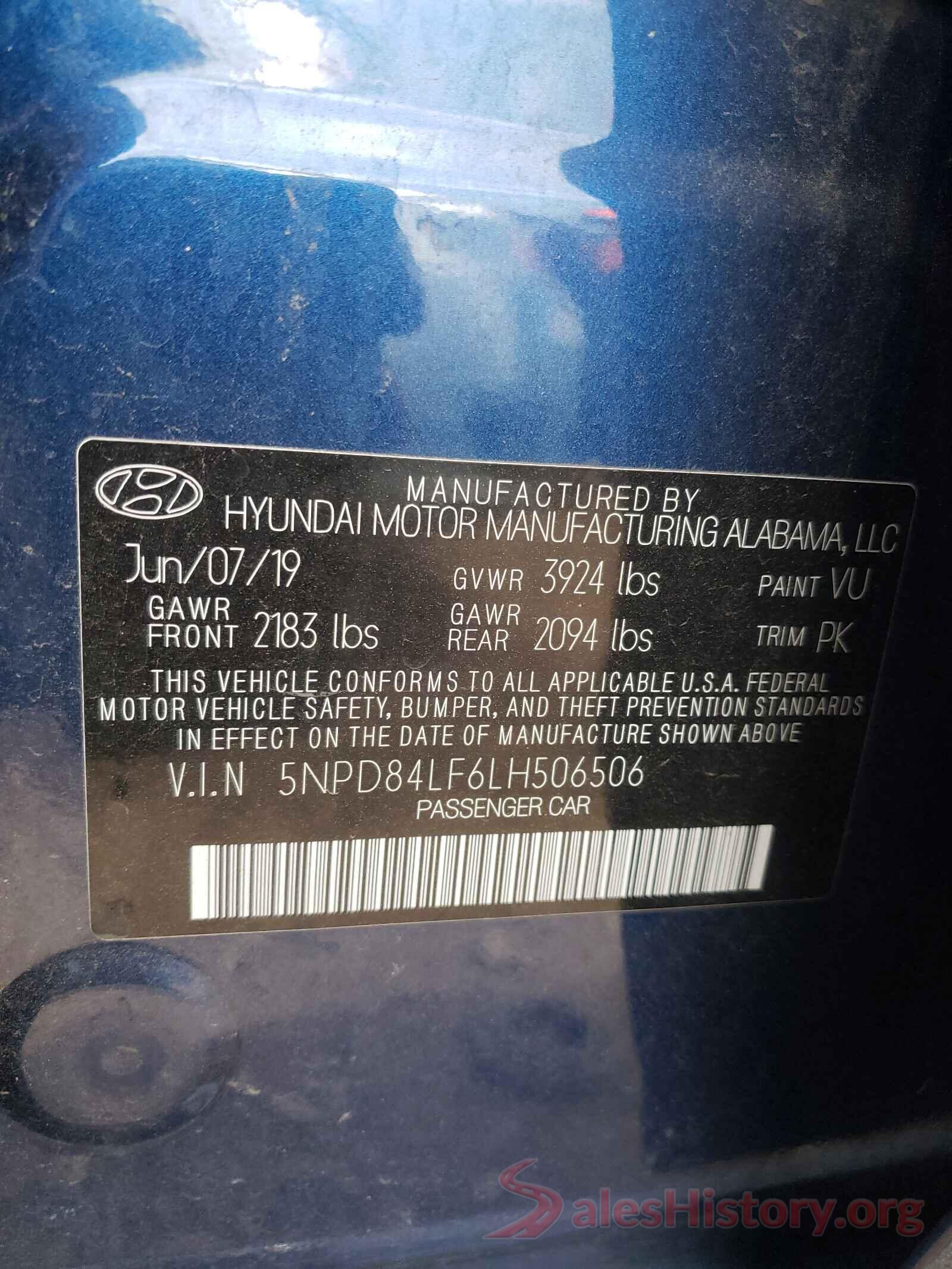 5NPD84LF6LH506506 2020 HYUNDAI ELANTRA