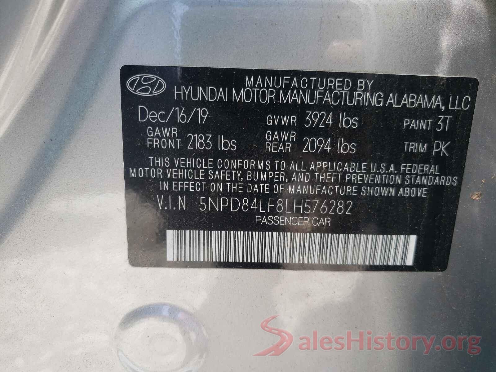 5NPD84LF8LH576282 2020 HYUNDAI ELANTRA