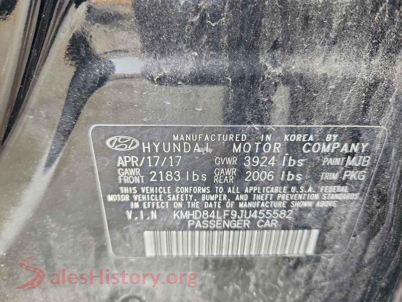 2018 HYUNDAI ELANTRA VIN KMHD84LF9JU455582, wheel and tire