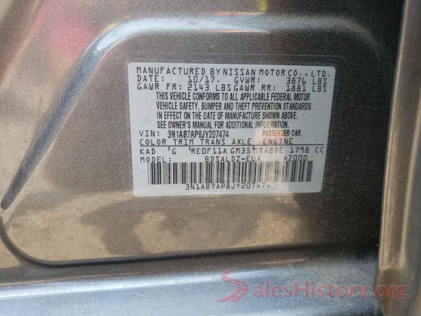 3N1AB7AP8JY207474 2018 NISSAN SENTRA