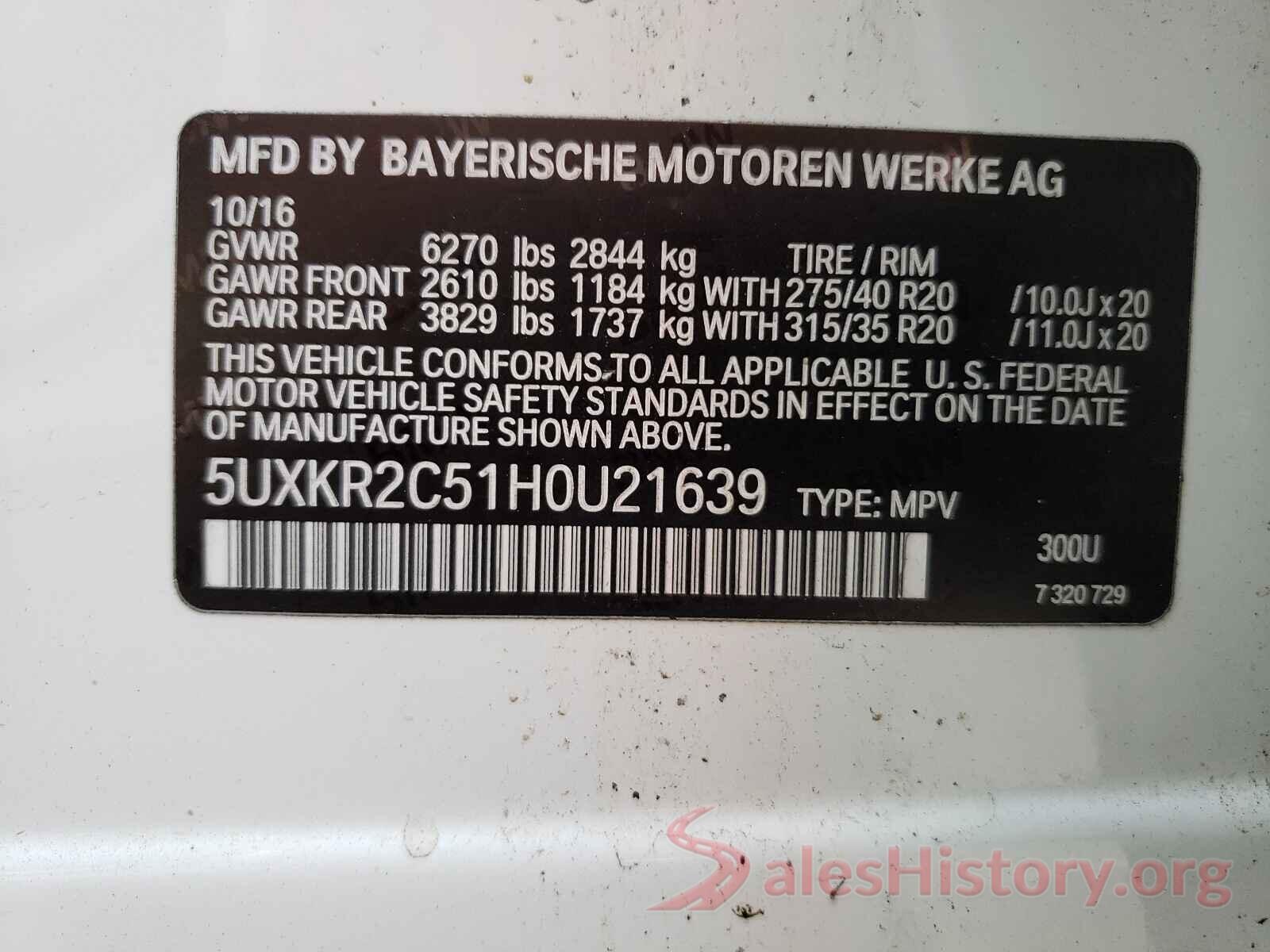 5UXKR2C51H0U21639 2017 BMW X5