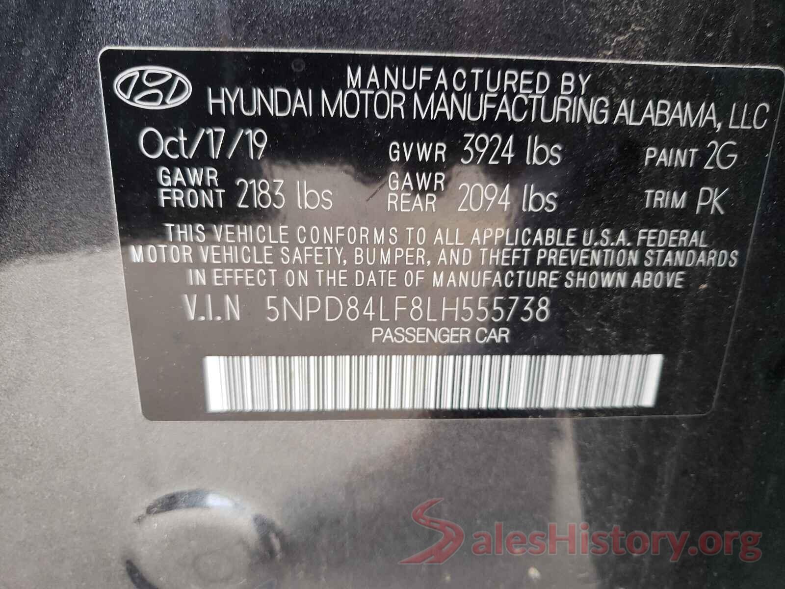 5NPD84LF8LH555738 2020 HYUNDAI ELANTRA