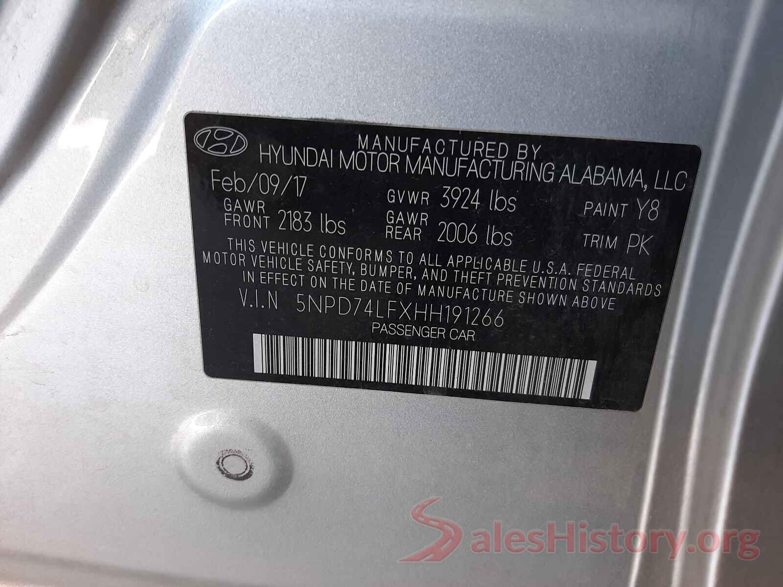 5NPD74LFXHH191266 2017 HYUNDAI ELANTRA