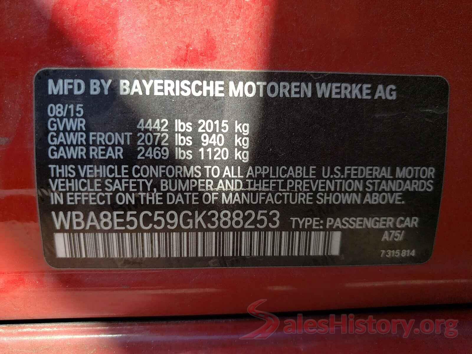 WBA8E5C59GK388253 2016 BMW 3 SERIES