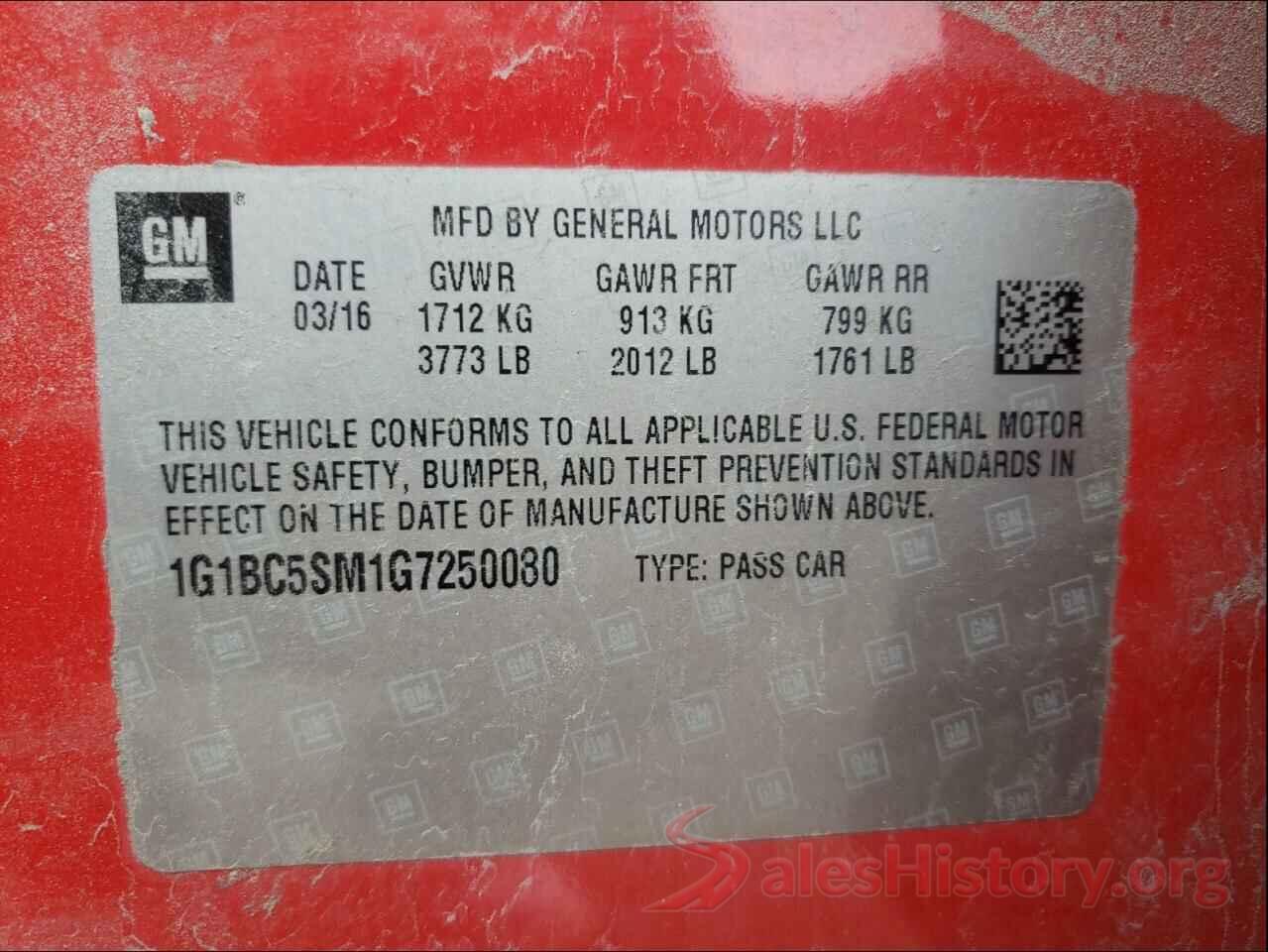 1G1BC5SM1G7250080 2016 CHEVROLET CRUZE