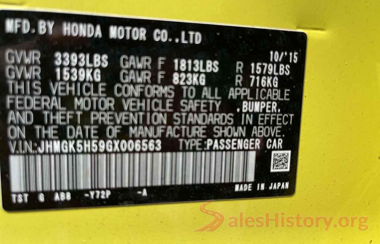 JHMGK5H59GX006563 2016 HONDA FIT