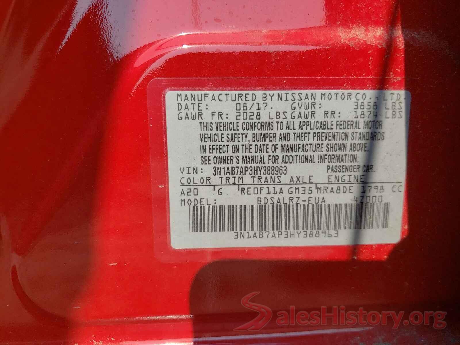 3N1AB7AP3HY388963 2017 NISSAN SENTRA