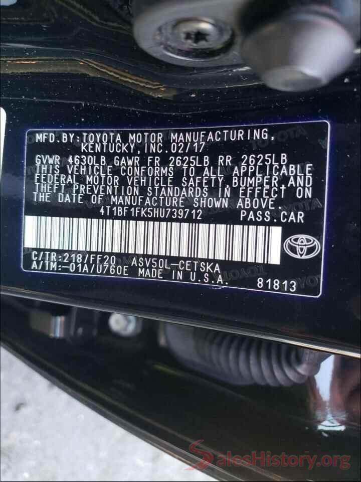 4T1BF1FK5HU739712 2017 TOYOTA CAMRY