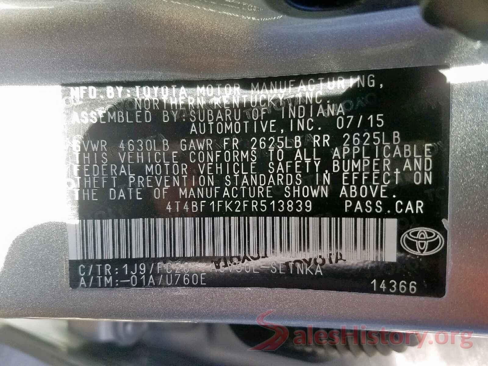 4T4BF1FK2FR513839 2015 TOYOTA CAMRY