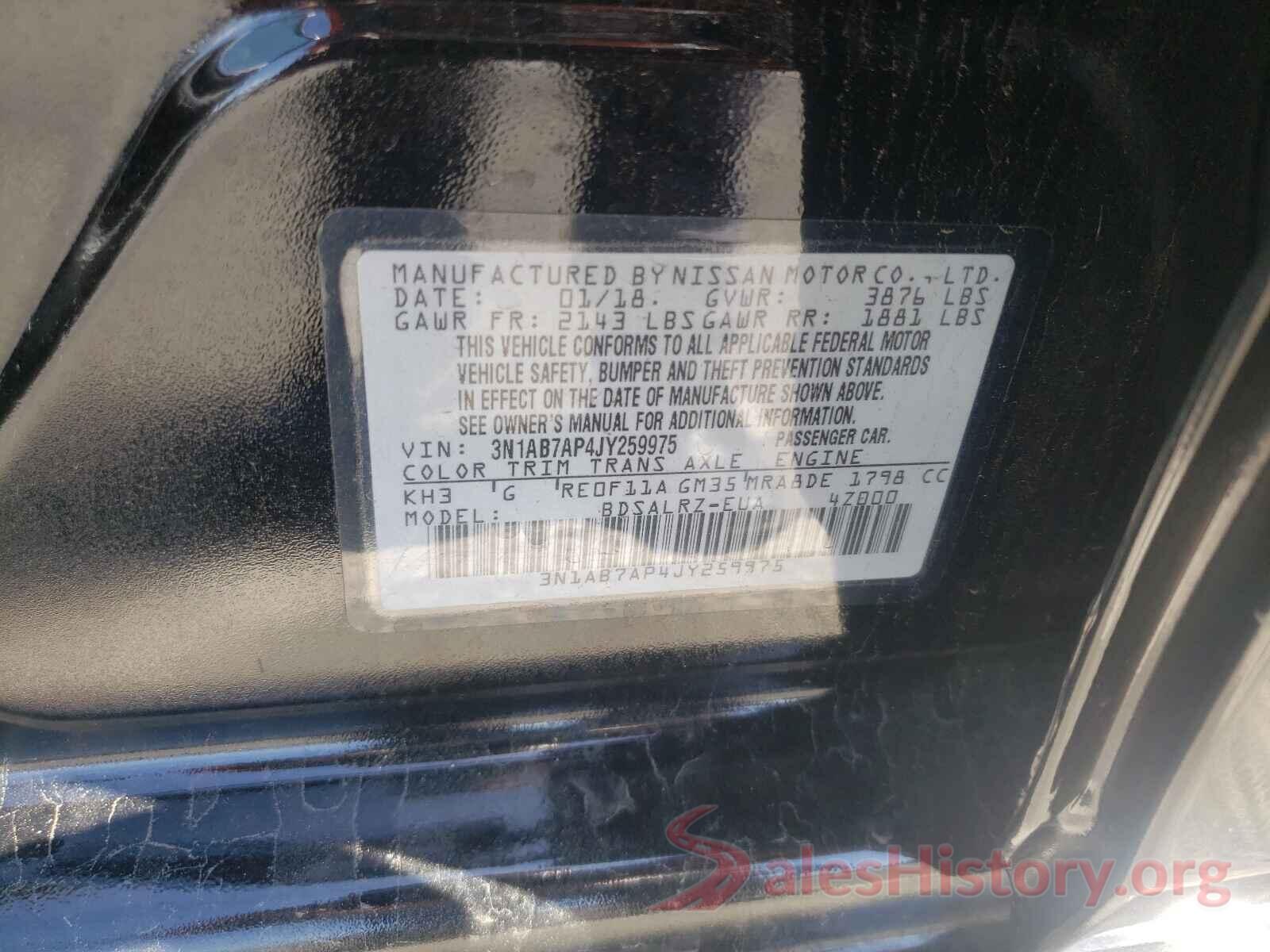 3N1AB7AP4JY259975 2018 NISSAN SENTRA