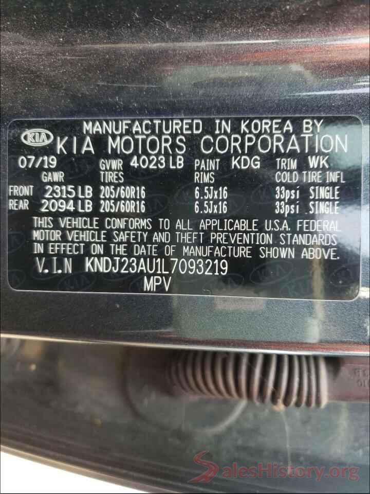 KNDJ23AU1L7093219 2020 KIA SOUL