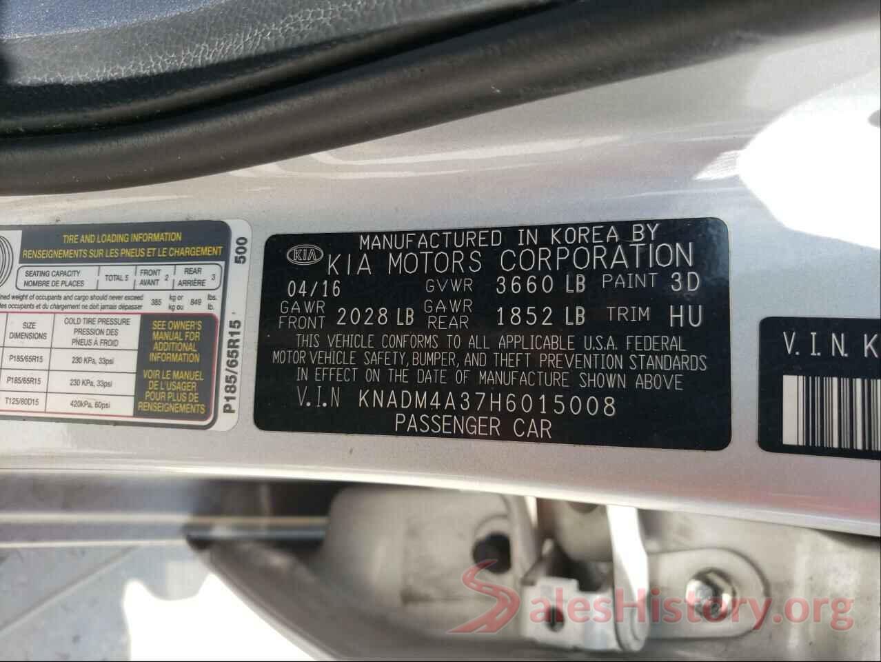 KNADM4A37H6015008 2017 KIA RIO