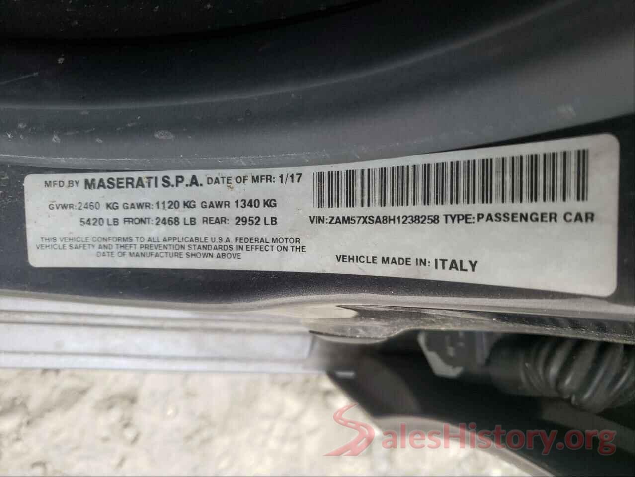 ZAM57XSA8H1238258 2017 MASERATI ALL MODELS