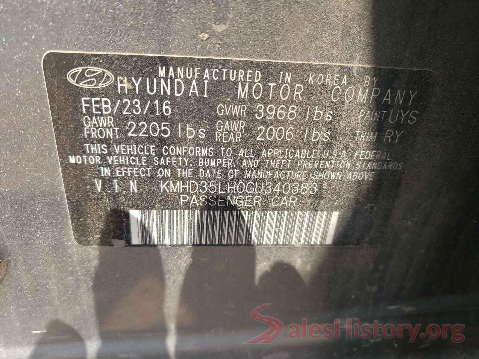 KMHD35LH0GU340383 2016 HYUNDAI ELANTRA