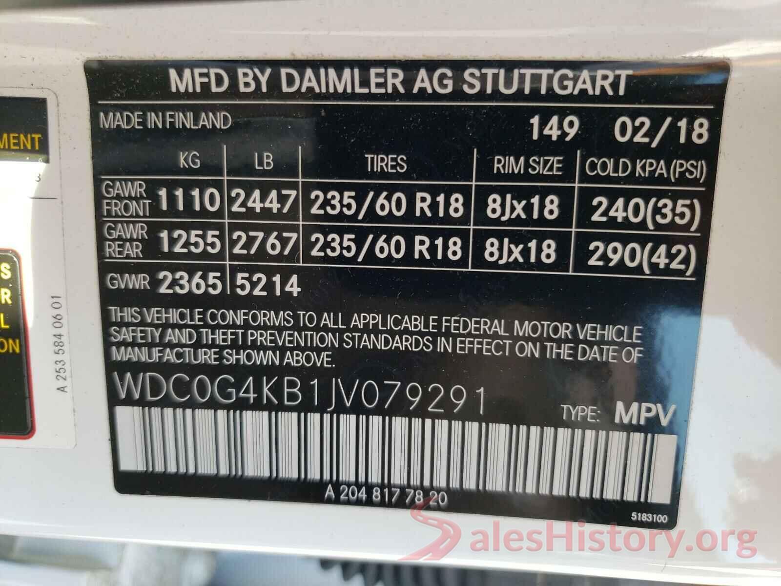 WDC0G4KB1JV079291 2018 MERCEDES-BENZ GLC-CLASS