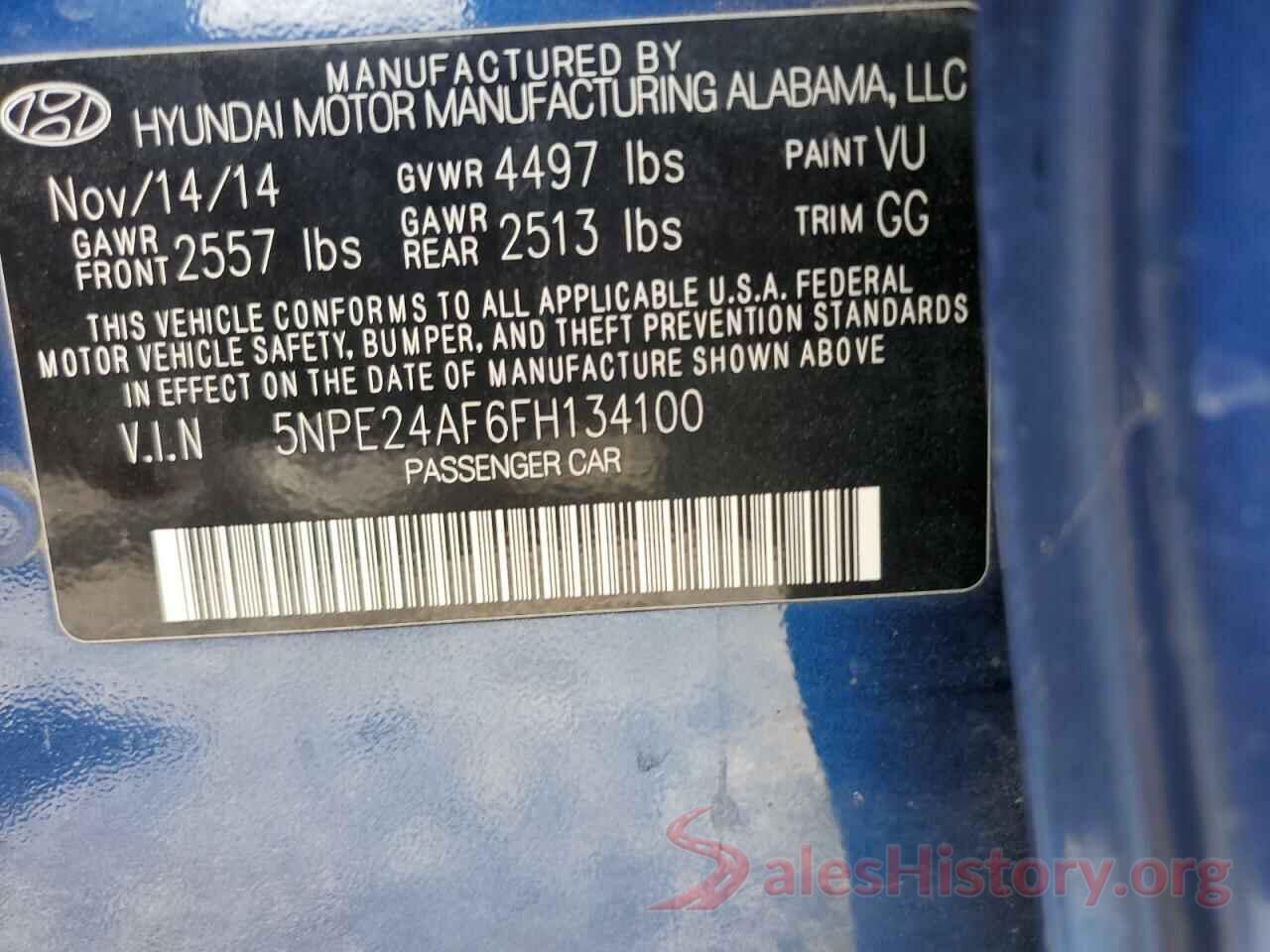 5NPE24AF6FH134100 2015 HYUNDAI SONATA