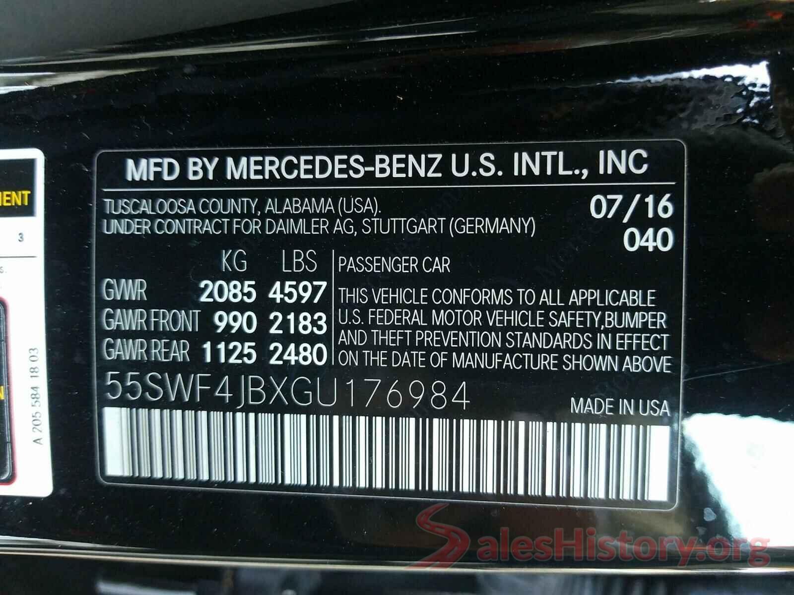 55SWF4JBXGU176984 2016 MERCEDES-BENZ C CLASS