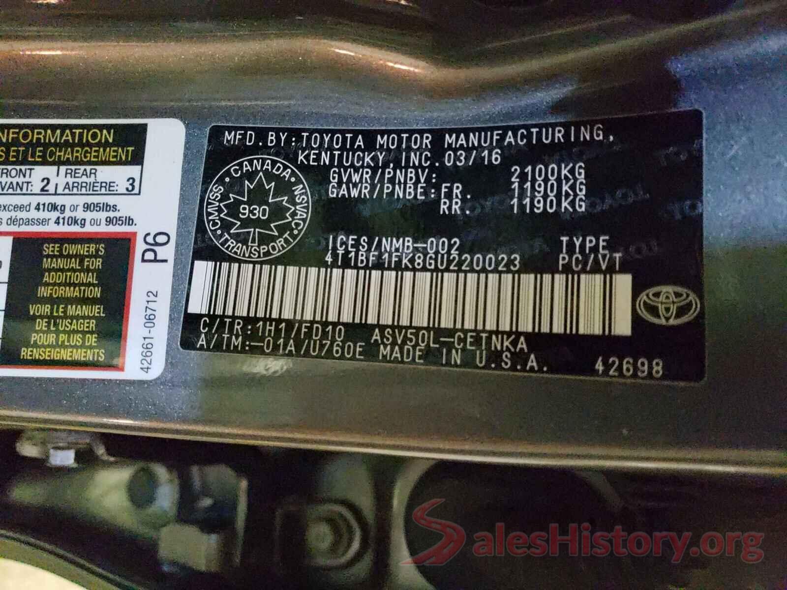 4T1BF1FK8GU220023 2016 TOYOTA CAMRY