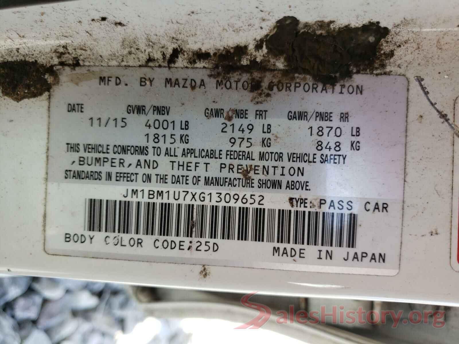 JM1BM1U7XG1309652 2016 MAZDA 3