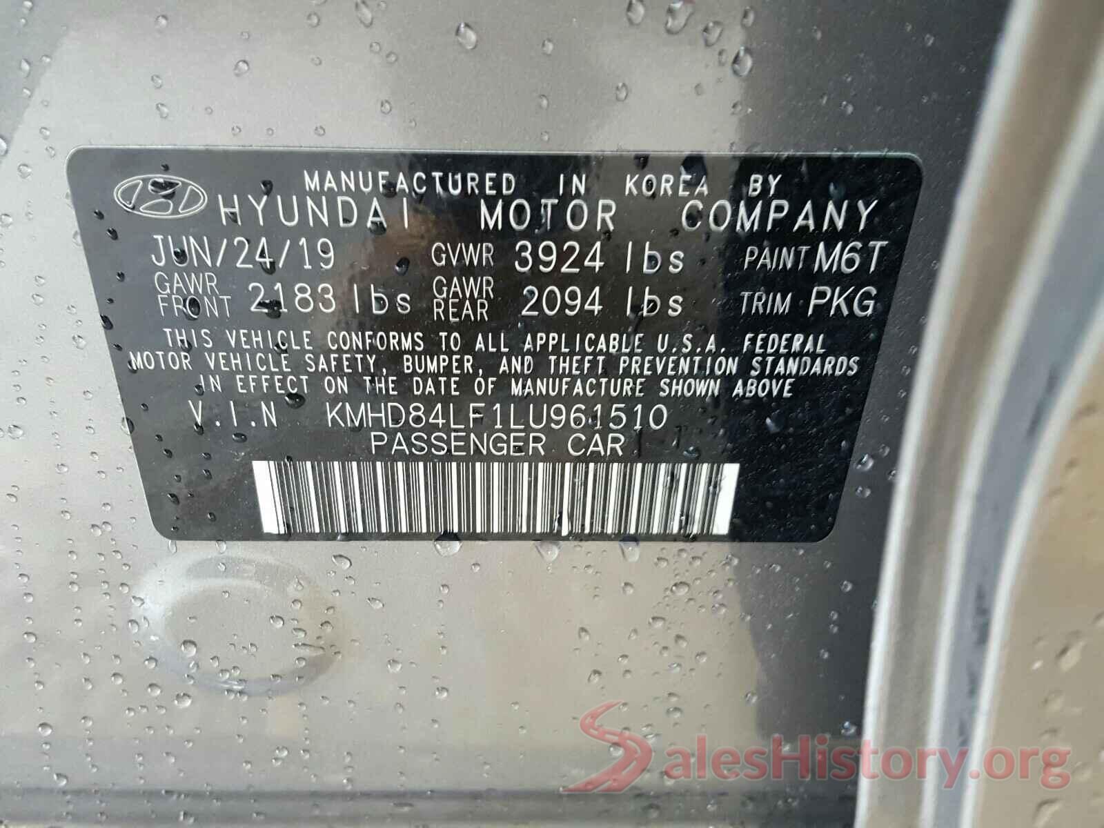 KMHD84LF1LU961510 2020 HYUNDAI ELANTRA