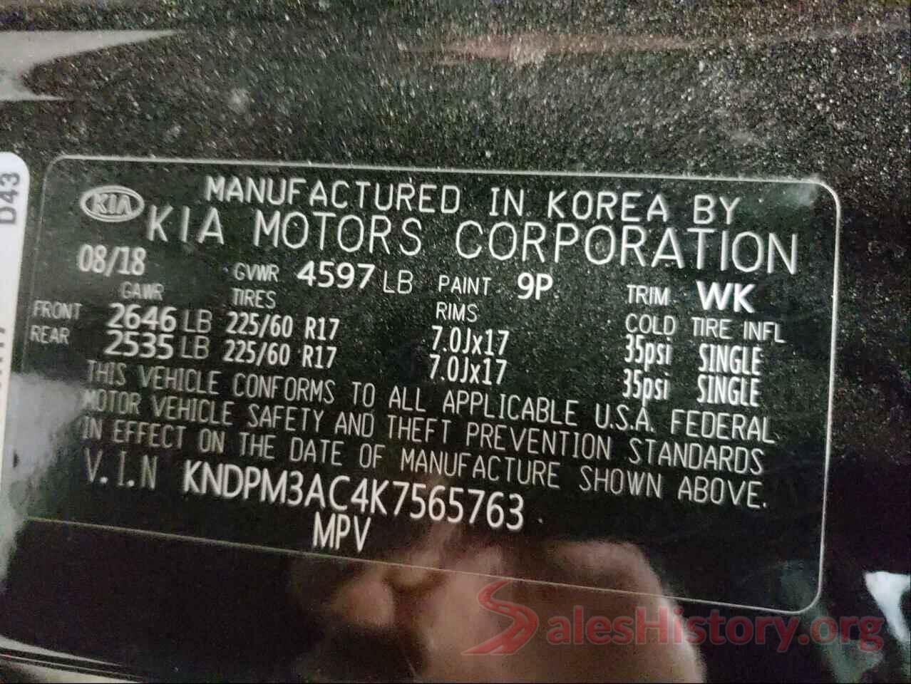 KNDPM3AC4K7565763 2019 KIA SPORTAGE