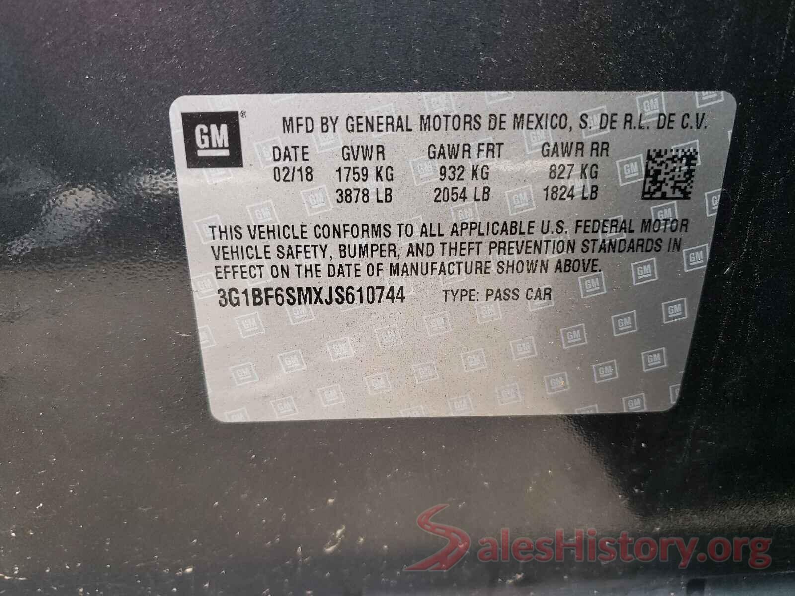 3G1BF6SMXJS610744 2018 CHEVROLET CRUZE