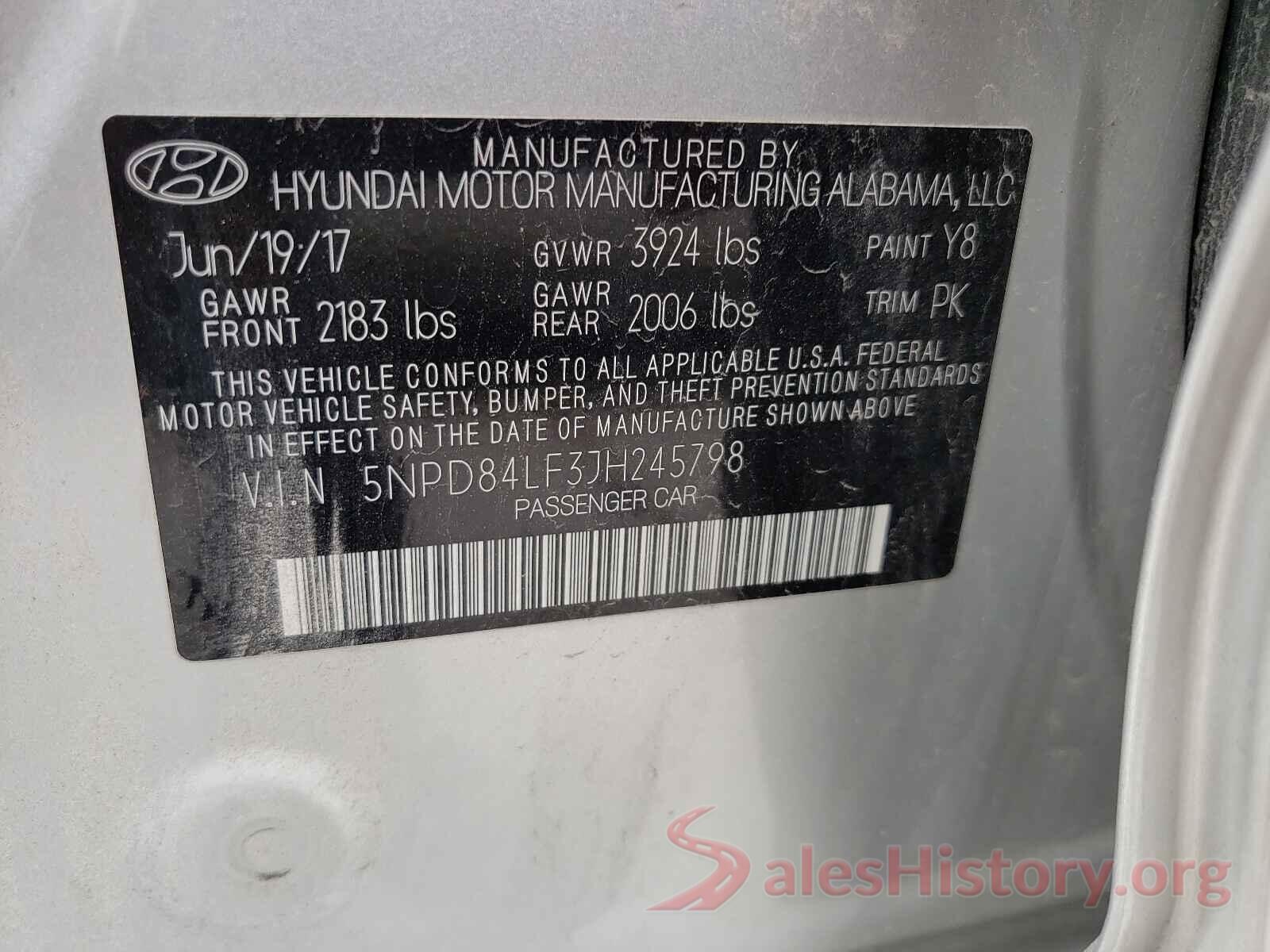 5NPD84LF3JH245798 2018 HYUNDAI ELANTRA