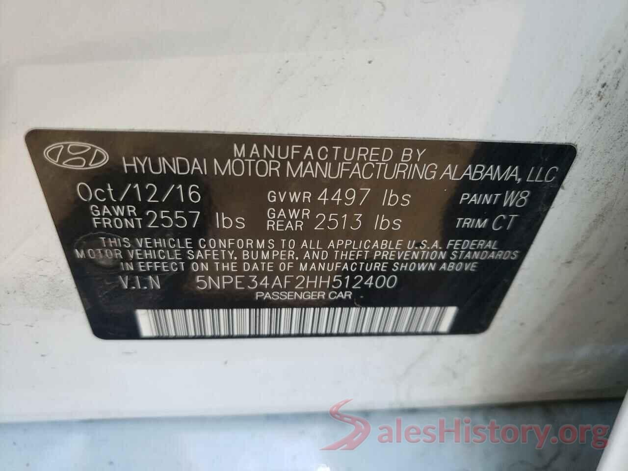 5NPE34AF2HH512400 2017 HYUNDAI SONATA