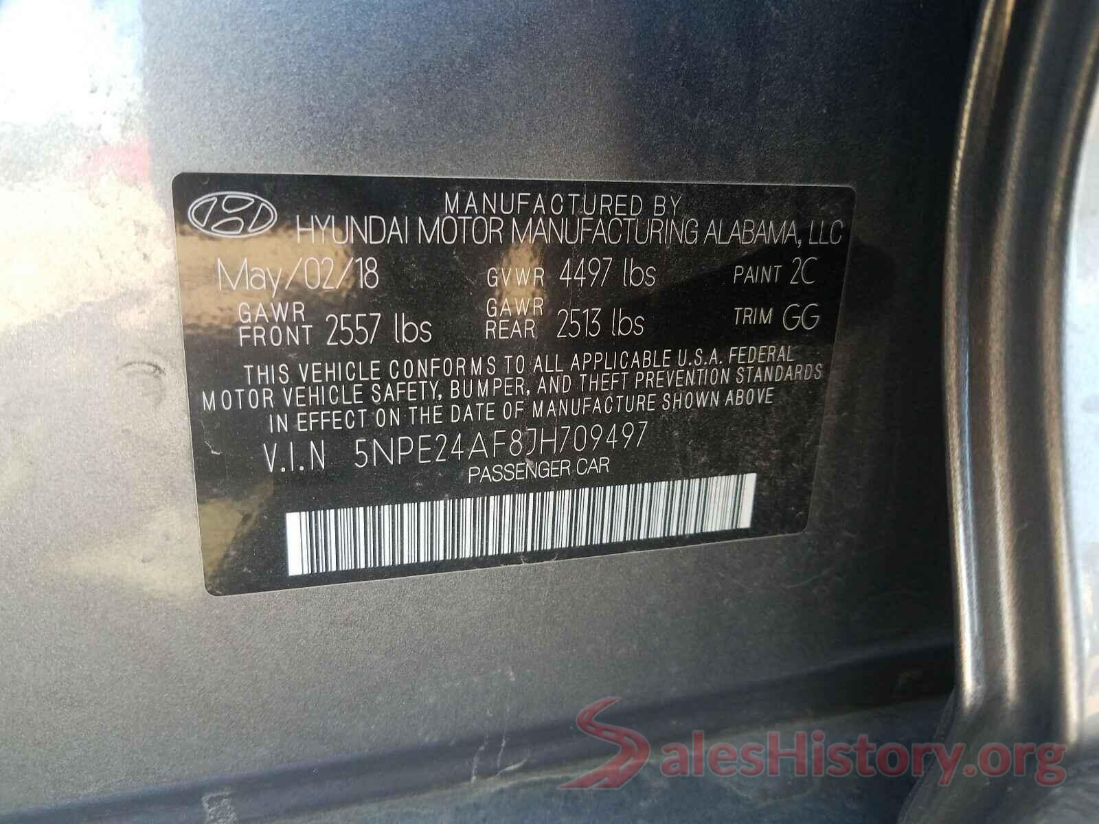 5NPE24AF8JH709497 2018 HYUNDAI SONATA