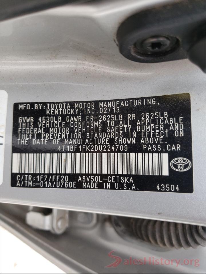 4T1BF1FK2DU224709 2013 TOYOTA CAMRY