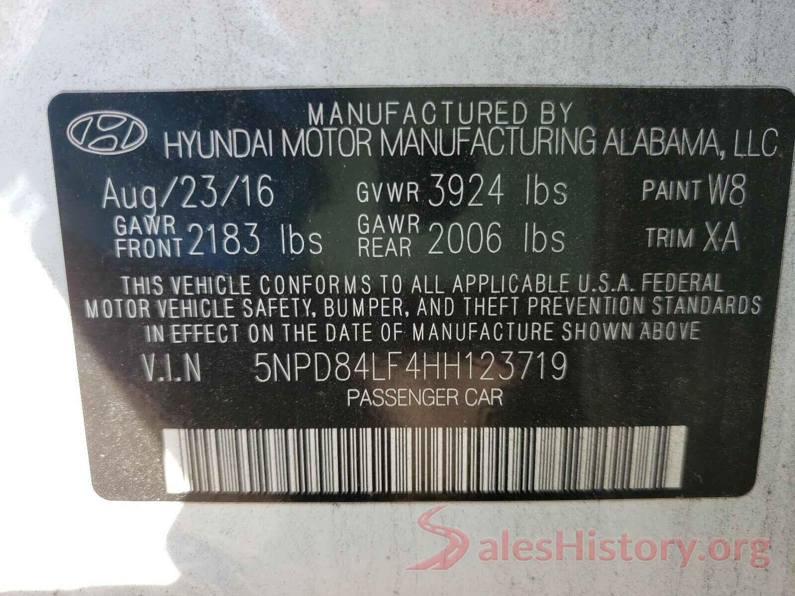 5NPD84LF4HH123719 2017 HYUNDAI ELANTRA